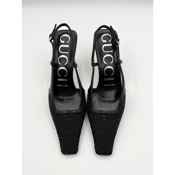 Gucci Shoes - NEW Gucci Black GG Crystal Slingback Pump Mesh Sz EU 35.5 RET $1240